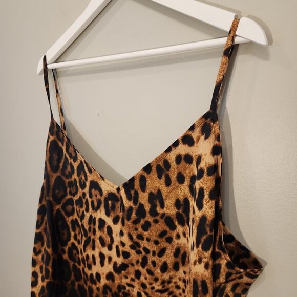Nasty Gal Satin Slip Dress Cheetah Animal Print Fierce Sultry Glam - Size 22 - Picture 4 of 8
